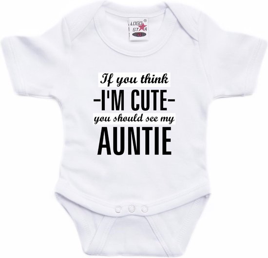 Vous pensez que je suis mignon voir ma tante texte bébé barboteuse blanc garçons et filles - cadeau barboteuse tante - Vêtements de bébé 80 (9-12 mois)