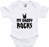 Daddy rocks tekst baby rompertje wit jongens en meisjes - Kraamcadeau/ Vaderdag cadeau - Babykleding 80
