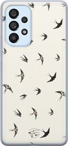 Hoesje geschikt voor Samsung Galaxy A53 - Vogels / Birds - Soft Case - TPU - Print - Beige - Mooie Telefoonhoesjes