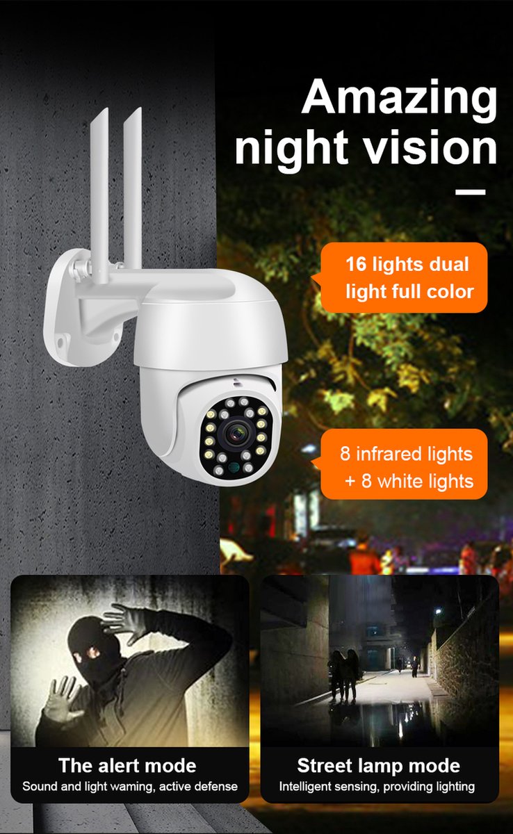 Fuegobird Y17 Smart Waterdichtheid IP66 IP camera - buiten - draai- en kantelbaar - Ondersteuning 2.4G/5G WIFI - 3MP - PTZ IP Camera – foto 4