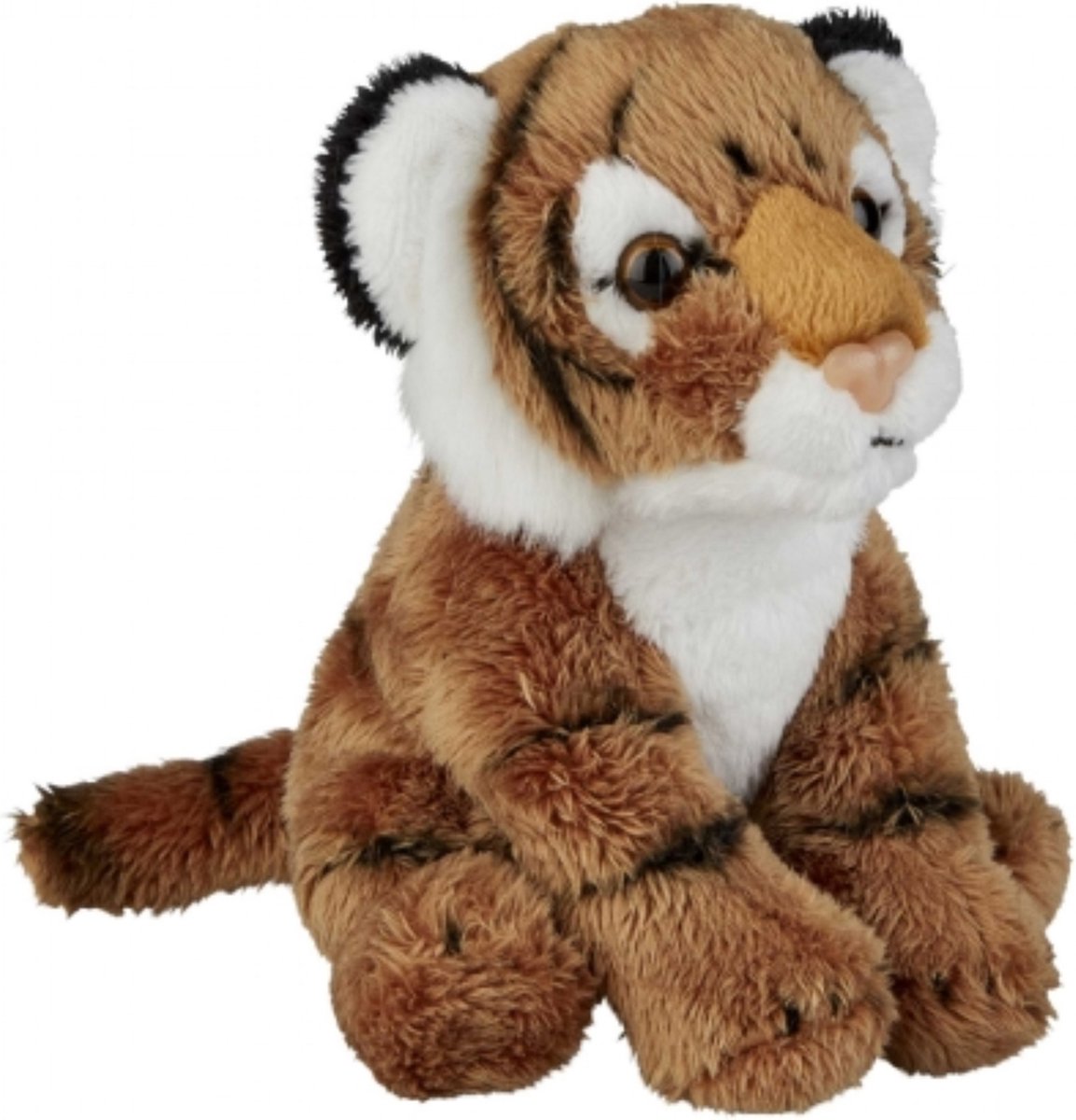 Ravensden Pluche tijger - knuffel tijger - bruin - 13 cm - wilde dieren knuffels - speelgoed voor kinderen