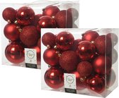 52x stuks kunststof kerstballen rood 6-8-10 cm - Onbreekbare plastic kerstballen