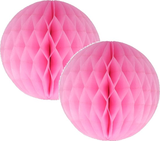 4x Papieren kerstballen roze 10 cm Kerstversiering - Kerstboomversiering - Kerstballen van papier