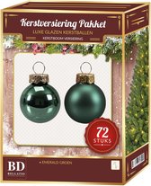 Glazen Kerstballen set 72-delig Emerald groen - Kerstboomversiering Emerald groen