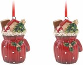 2x Kerstornamenten cadeauzak hanger 8 cm - Kerstboomversiering/kerstboomdecoratie kersthangers