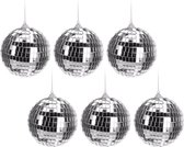 6x Kerst discoballen zilver 10 cm - kerstbal