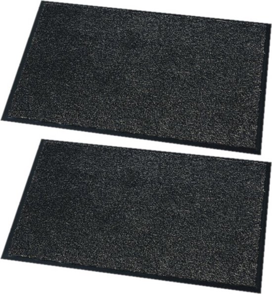 2x stuks deurmatten/droogloopmatten Moorea antraciet grijs 60 x 80 cm - Schoonloopmat - Inloopmat