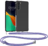 kwmobile telefoonhoesje geschikt voor OnePlus Nord - Hoesje met telefoonkoord - Back cover in lavendel / transparant / paars / wit