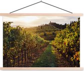 Posterhanger incl. Poster 120x80 cm - Schoolplaat - Toscane - Landschap - Wijngaarden - Textielposter - Blanke latten