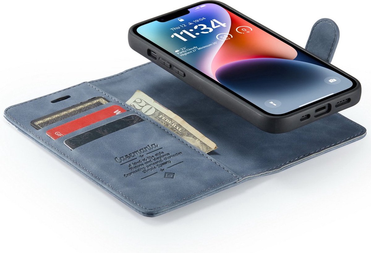 iPhone 14 Plus Bookcase hoesje - CaseMe - Effen Grijs - Kunstleer