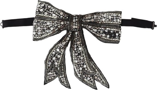 Catwalk ketting vlinderdas met zilveren kristal kralen en pailletten