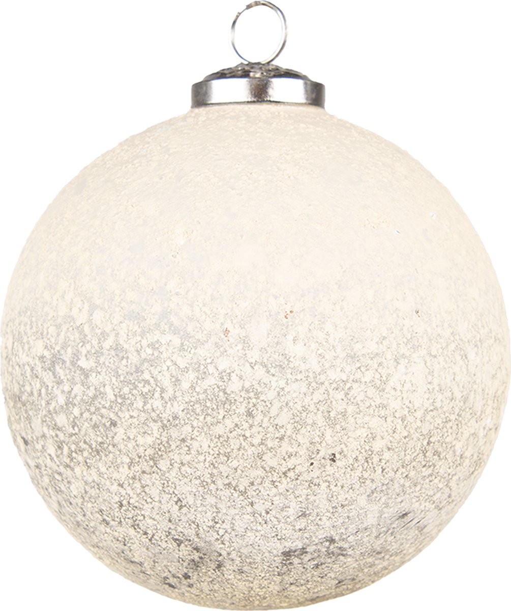 Kerstbal van 12 cm doorsnee in beige glas.