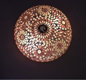 Oosterse mozaïek plafondlamp Turkish Design | 2 lichts | paars | glas / metaal | Ø 25 cm | eetkamer / woonkamer / slaapkamer | sfeervol / traditioneel / modern design