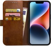 Rosso Element Book Case Wallet Hoesje Geschikt voor Apple iPhone 14 | Portemonnee | 3 Pasjes | Magneetsluiting | Stand Functie | Bruin