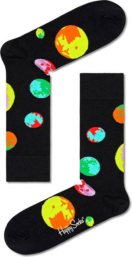 Happy Socks Moonshadow Sock - zwart met planeten - Unisex - Maat: 41-46