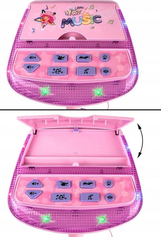 Karaoke set kinderen met microfoon en standaard roze