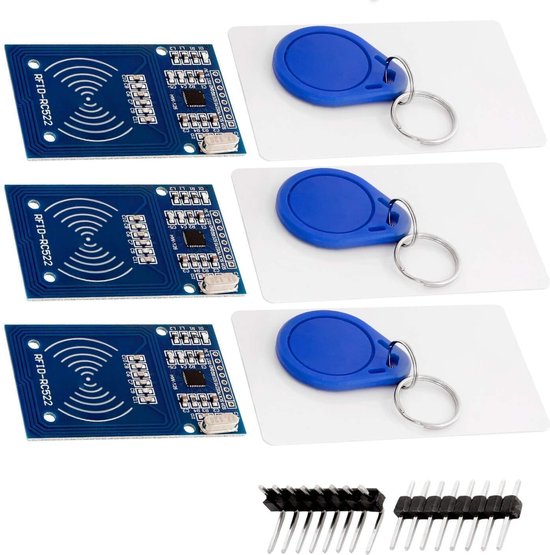 Foto: Azdelivery 3 x rfid kit rc522 met reader chip en card 13 56mhz spi compatibel met arduino en raspberry pi inclusief e book 