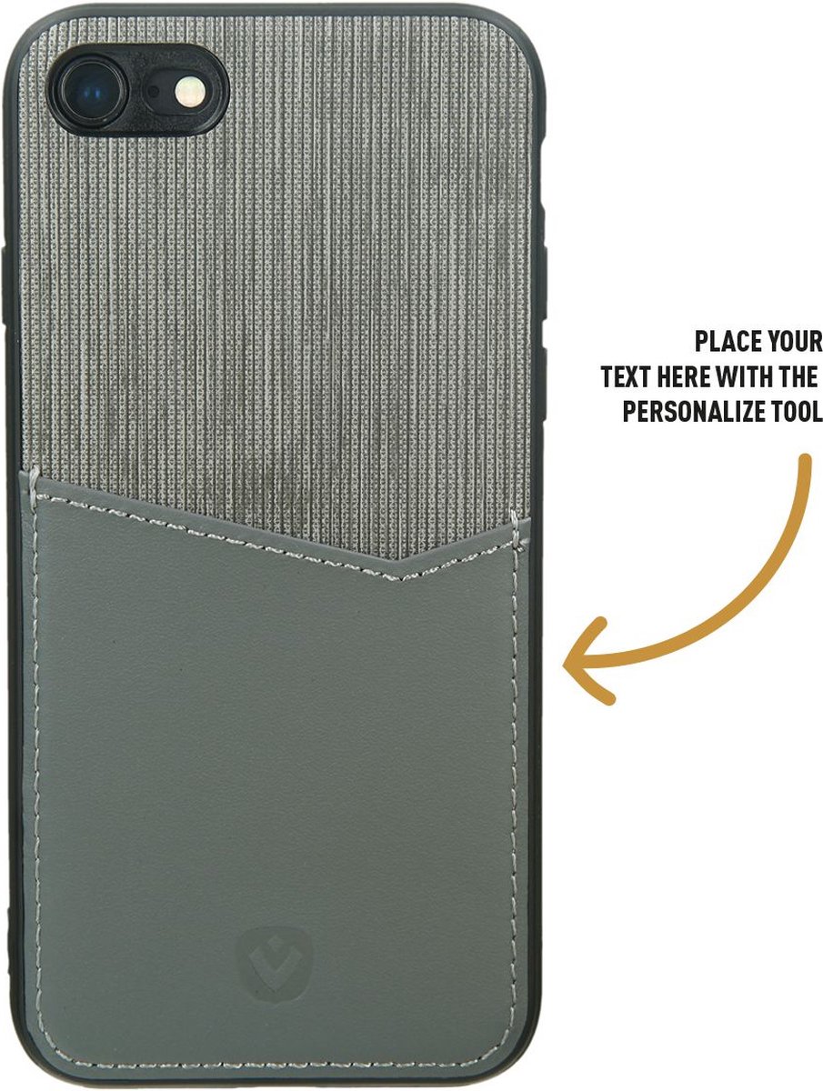 Valenta Hoesje geschikt voor Apple iPhone 8 Telefoonhoesje met Kaarthouder Echt Leer | Valenta Card Slot Backcover met Pasjeshouder | Kaarthouder voor 1 Pasje | backcover Hoesje voor Pinpas / OV Kaart / Rijbewijs | iPhone 8 Case | Back Cover - Grijs