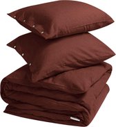 Yumeko overtrekset velvet flanel fluweel rood 200x220 + 2/60x70 - Biologisch & ecologisch