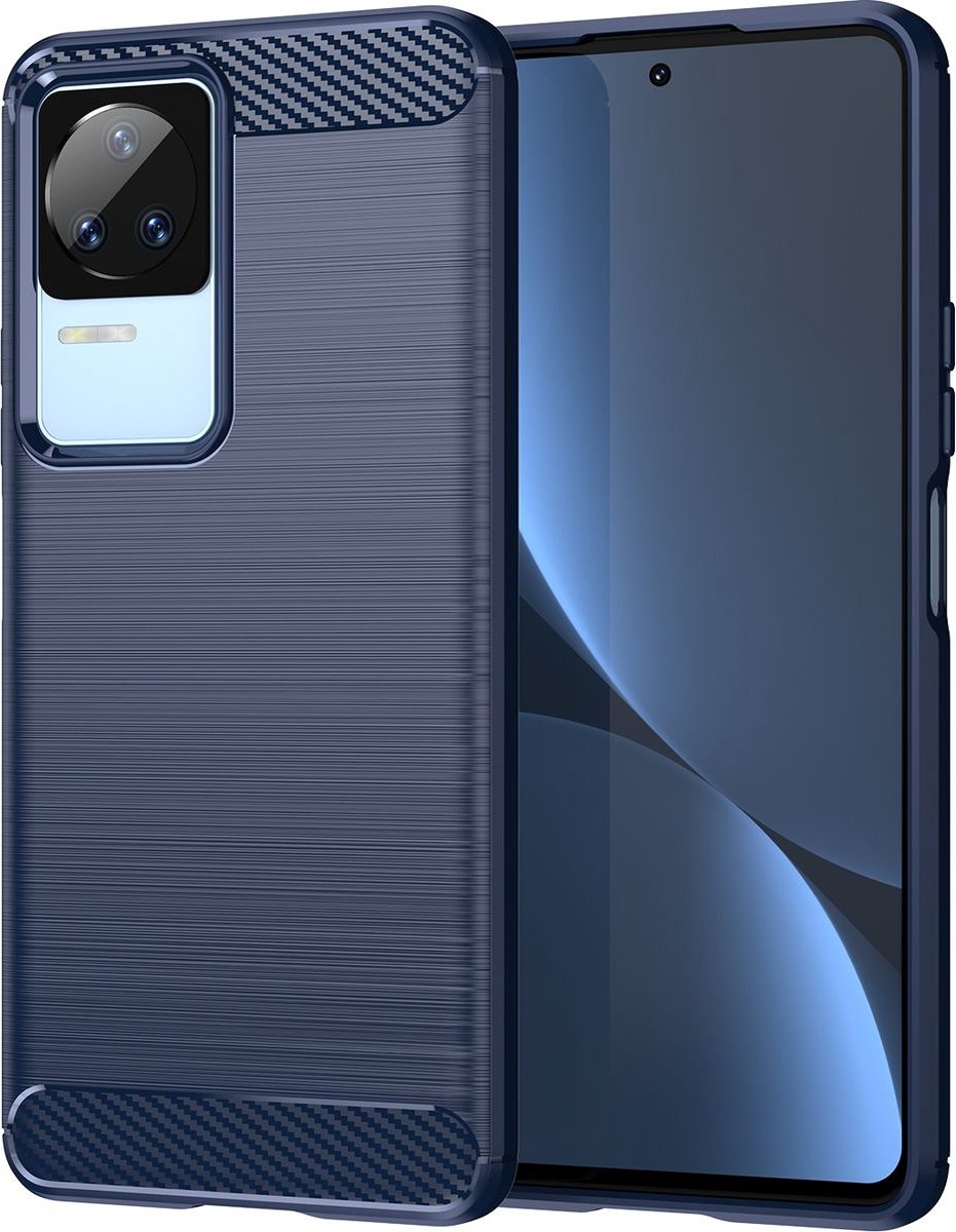 Mobigear Hoesje geschikt voor POCO F4 Telefoonhoesje Flexibel TPU | Mobigear Brushed Slim Backcover | POCO F4 Case | Back Cover - Blauw