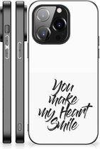 Backcover Soft Siliconen Hoesje iPhone 14 Pro Telefoonhoesje met Zwarte rand Heart Smile