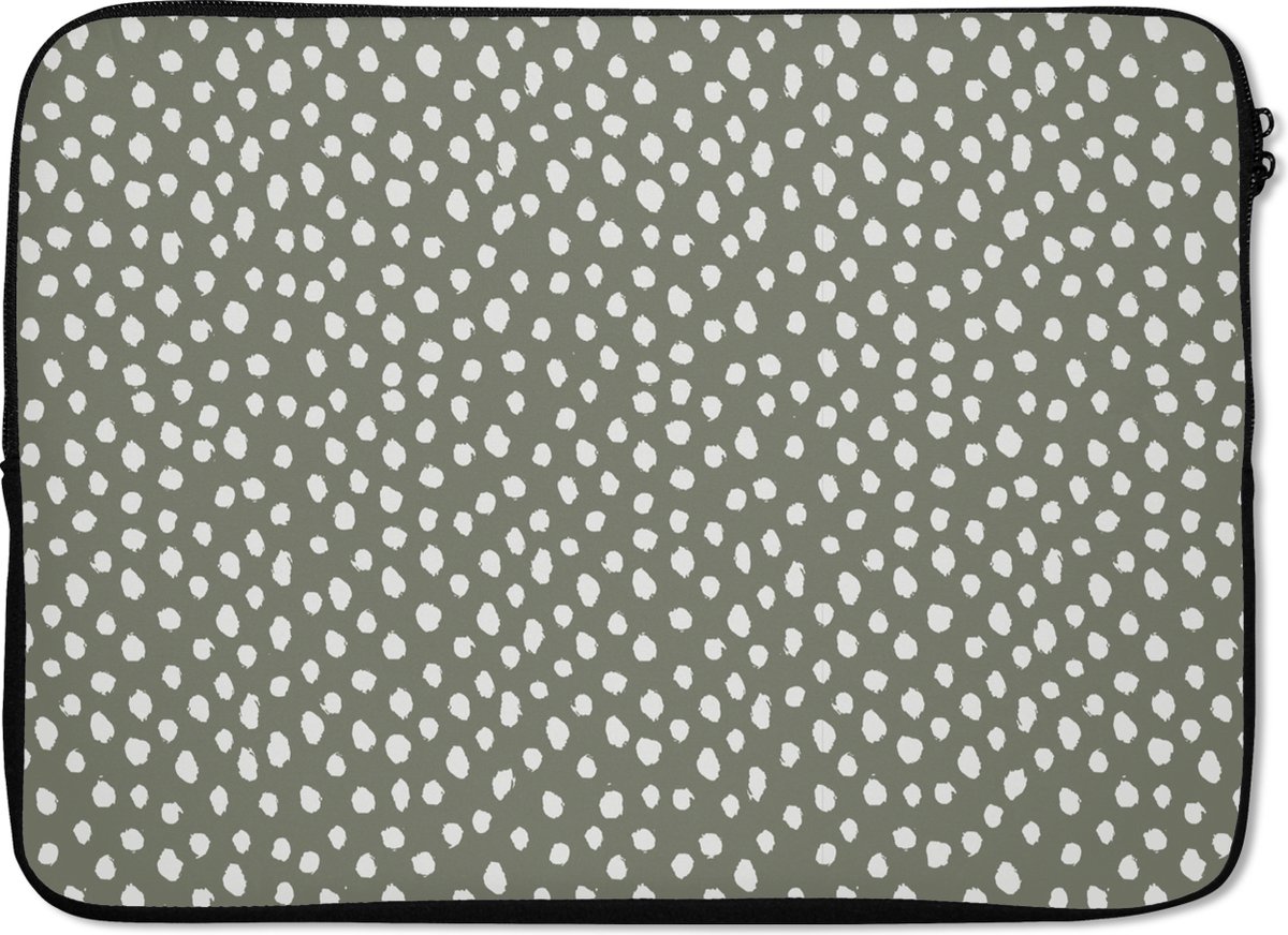 Laptophoes - Stippen - Groen - Patronen - Laptop sleeve - Laptop hoes - Laptop - 14 Inch - Back to school spullen - Schoolspullen jongens en meisjes middelbare school - Macbook air hoes - Chromebook sleeve