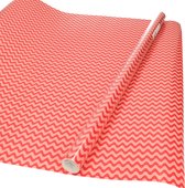 Rollen Inpakpapier/cadeaupapier rood/roze golfjes motief 200 x 70 cm - Cadeauverpakking kadopapier