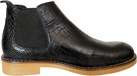 Leren schoenen- Heren Laarzen- Chelsea boots- Heren schoenen- Exclusief Stoere Mannen laarzen- Enkellaarsje 506- Leather- Zwart- Maat 41