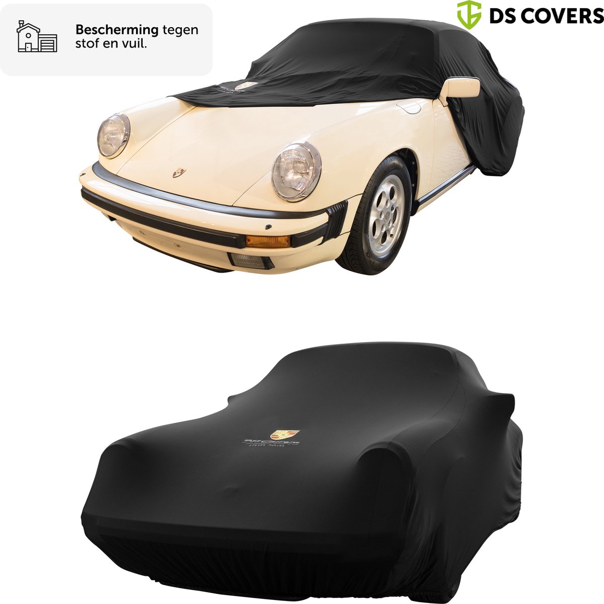 BOXX indoor autohoes van DS COVERS – Indoor – Coupe/sedan fit - Bescherming tegen stof en vuil – Extra zachte binnenzijde – Stretch-Fit pasvorm – Incl. Opbergzak - Grijs- Maat L