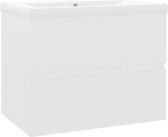 vidaXL Meuble lavabo avec lavabo intégré Aggloméré blanc