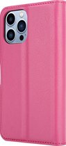 ShieldCase geschikt voor Apple iPhone 14 Pro Max wallet case - roze - Bookcase hoesje portemonnee - Walletcase flipcase shockproof hoesje pasjeshouder