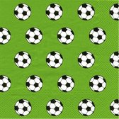 20x Serviette verte 3 plis ballons de foot 33 x 33 cm - Couleur/thème ballons de foot