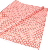 4x Inpakpapier/cadeaupapier roze met wit motief 200 x 70 cm rol - 200 x 70 cm - kadopapier / inpakpapier