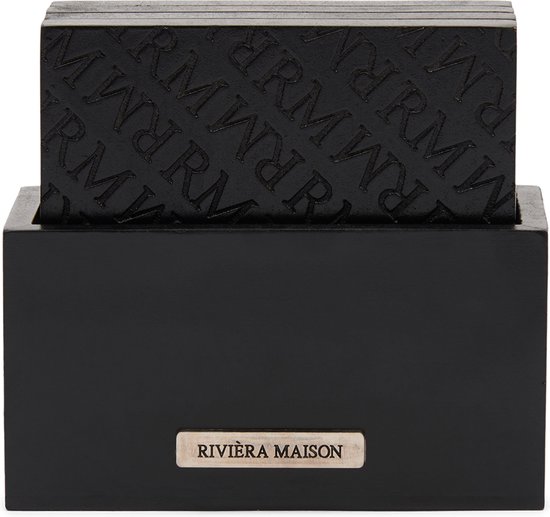 Riviera Maison Onderzetters voor Glazen - RM Identity Coasters - Zwart cadeau geven
