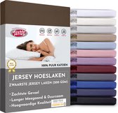Double Jersey Hoeslaken - Hoeslaken 180x200+30 cm - 100% Katoen  Mokka