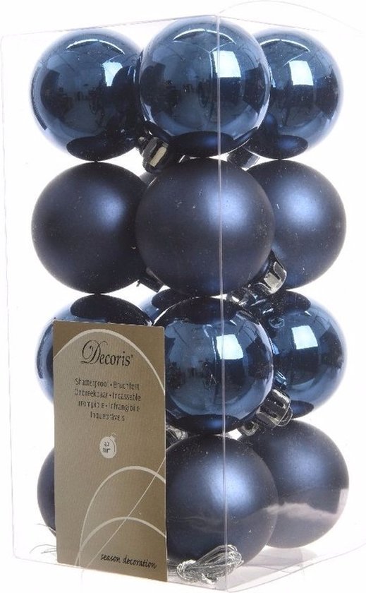 32x pcs boules de Noël en plastique mélange de rouge, blanc et bleu 4 cm - Décorations de Noël