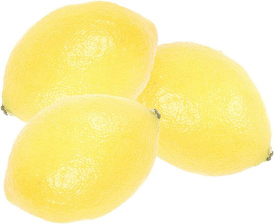 Set van 3x stuks nepfruit/Kunstfruit/deco fruit gele citroen 8 cm - Fruitschaal maken