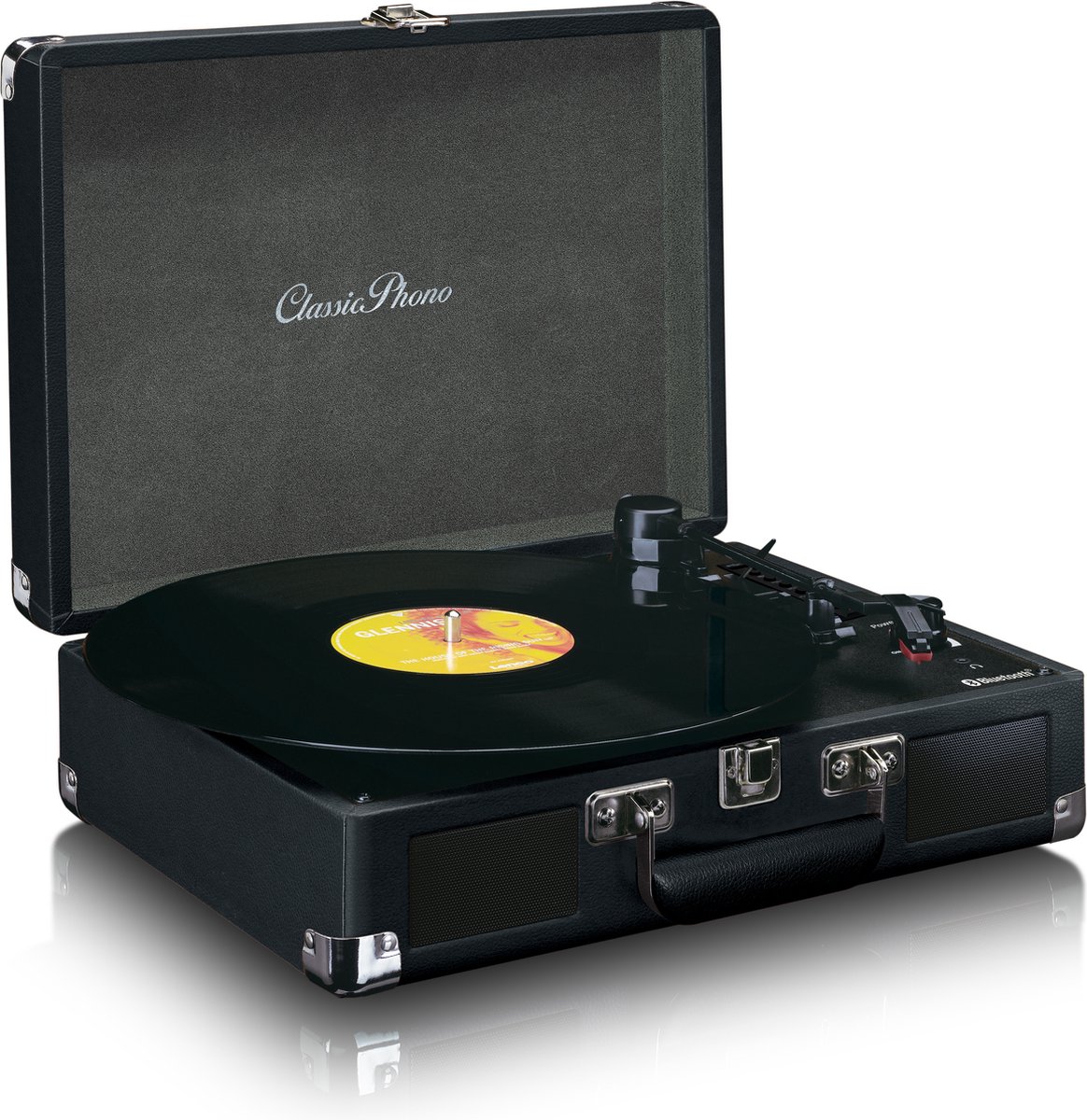 Classic Phono TT-115BK - Retro Platenspeler met Bluetooth en 2 ingebouwde Speakers - Zwart