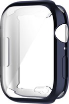 By Qubix Siliconen case (volledig beschermd) 45mm - Donkerblauw - Geschikt voor Apple watch 45mm hoesje - screenprotector - Bescherming iWatch -