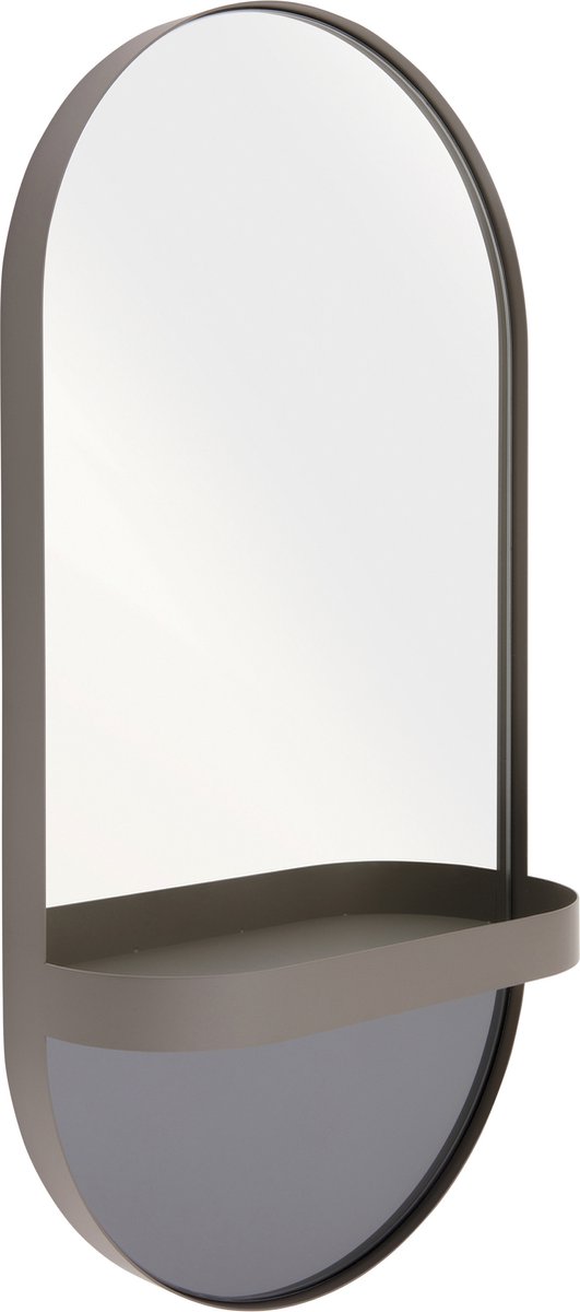 Remember - Wallmirror oval with tray Taupe Grey