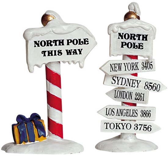 Lemax - North Pole Signs - Set Of 2 - Kersthuisjes & Kerstdorpen
