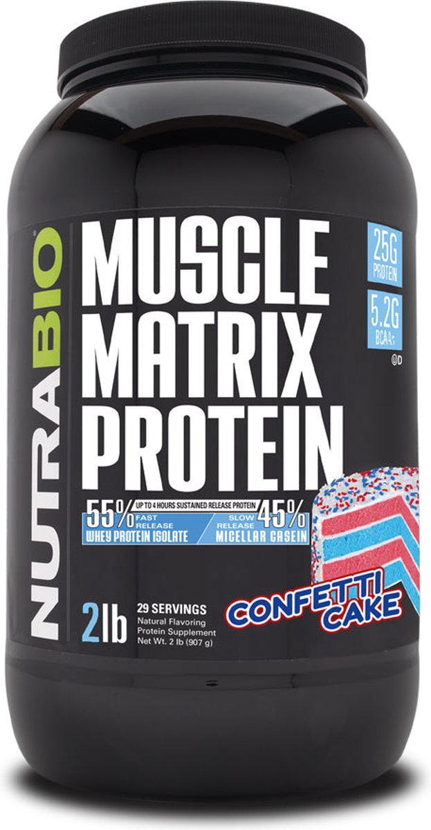 Nutrabio Muscle Matrix - Eiwit Poeder - 900 gram Confetti Cake