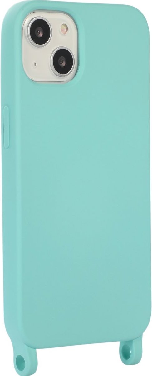 Mobigear Telefoonhoesje geschikt voor Apple iPhone 14 Plus Siliconen | Mobigear Lanyard Hoesje met koord - Turquoise