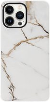 ADEL Siliconen Back Cover Softcase Hoesje Geschikt voor iPhone 14 Pro Max - Marmer Goud