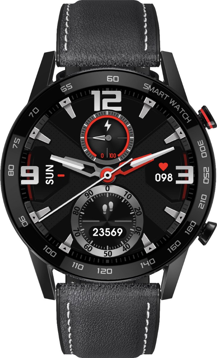 JewelryWe Herenhorloge, twee tijdzones, kompas, thermometer, kalender