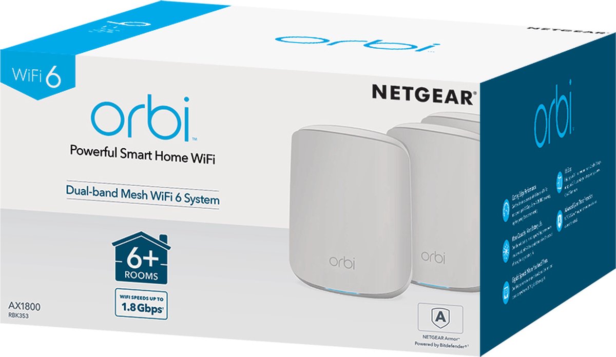 Netgear Orbi RBK353 - Mesh Wifi - Geschikt voor Wifi 6 - 3-pack | bol.com