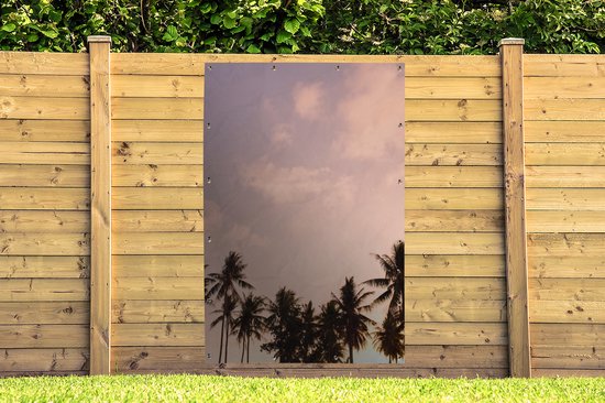 Tableau jardin - Palmier - Tropical - Ciel - Feuilles - 120x180 cm - Décoration de jardin jardin - Toile jardin - Affiche extérieure