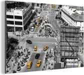 Wanddecoratie Metaal - Aluminium Schilderij Industrieel - Zwart witte luchtfoto van het Amerikaanse Manhattan - 30x20 cm - Dibond - Foto op aluminium - Industriële muurdecoratie - Voor de woonkamer/slaapkamer