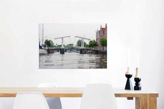 La Spaarne dans la ville historique de Haarlem Aluminium 90x60 cm - Tirage photo sur aluminium (décoration murale en métal)