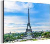 Wanddecoratie Metaal - Aluminium Schilderij Industrieel - De Eiffeltoren met een erg kleurrijke omgeving - 150x100 cm - Dibond - Foto op aluminium - Industriële muurdecoratie - Voor de woonkamer/slaapkamer